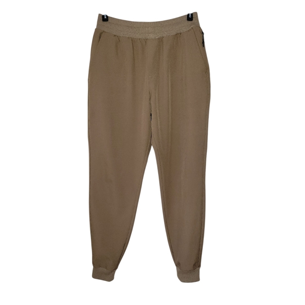 FLX Men's Dynamic Stretch Slim Joggers, S, Khaki, EUC